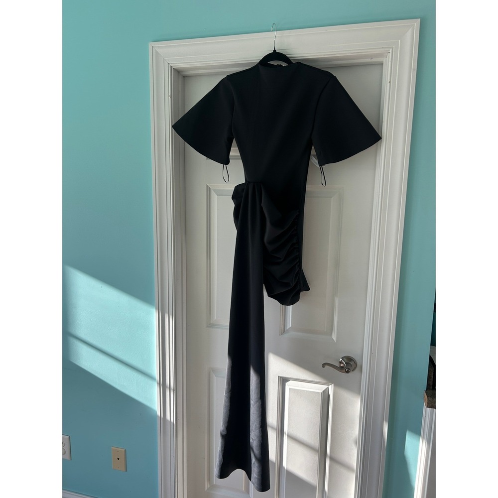 Heiress Beverly Hills Mini Dress Draped Sash Ruched Black Size XS - Picture 3 of 7